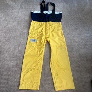 Nautica Competition VTG Sailing Rain Bib Overalls Mens L Yellow Nylon Waterproof
